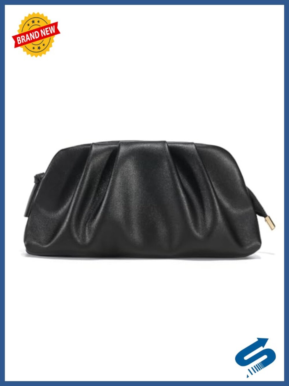 Vegan Leather Pleated Clutch Crossbody Evening Bag